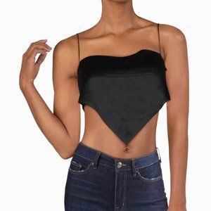 NWT Danielle Bernstein Black Handkerchief Cropped Tank Top